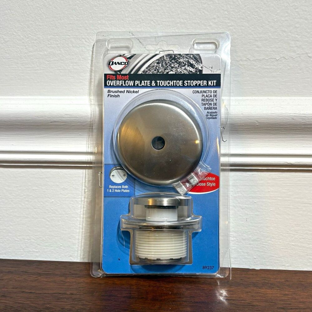 Danco Overflow Plate & Touch-Toe Bathtub Drain Stopper Kit, Brushed Nickel 89237